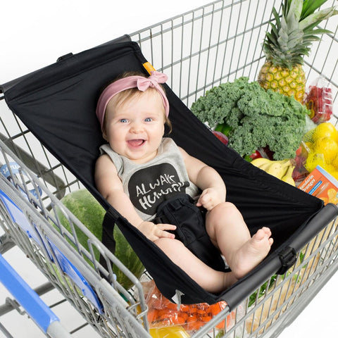 Infant Shopping Cart Hammock – Secure Baby Seat for Grocery Carts, Fits All Car Seat Models, Supports Up to 50 lbs – Black