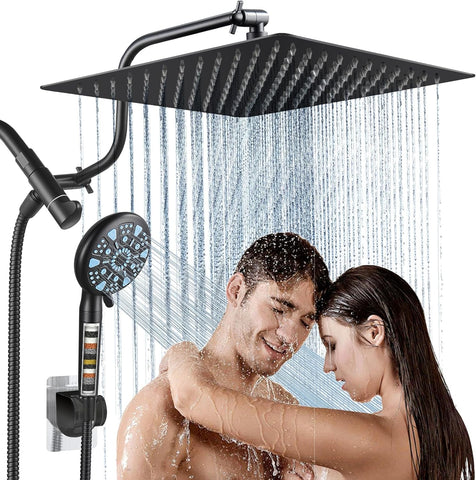 Metal 3-Way Rain Shower Head, High Pressure Shower Head, Dual Shower Heads with Handheld Adjustable Spray Combo