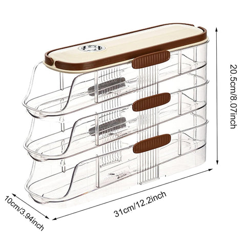 3-Tier Rolling Egg Dispenser for Fridge – Holds Up to 42 Eggs, Space-Saving Automatic Scrolling Organizer