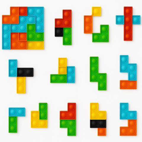 Colorful Fidget Popit Block Set – Interactive Sensory Fun for All Ages