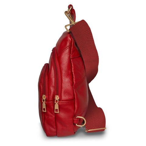 Real Leather Solid Strap Shoulder Sling Bag