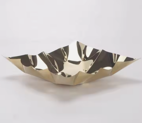 Elegant Geometric Gold Serving Bowl Tray
