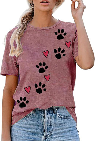 Dog Mom Paw Print Tee Cute Women's Graphic Shirt