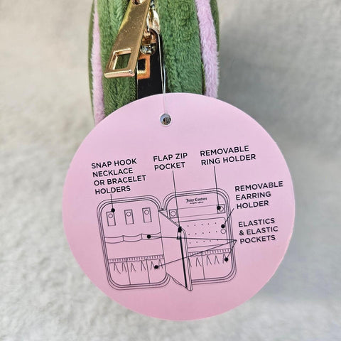 Juicy Couture Travel Jewelry Organizer Pouch Purse - Green & Pink