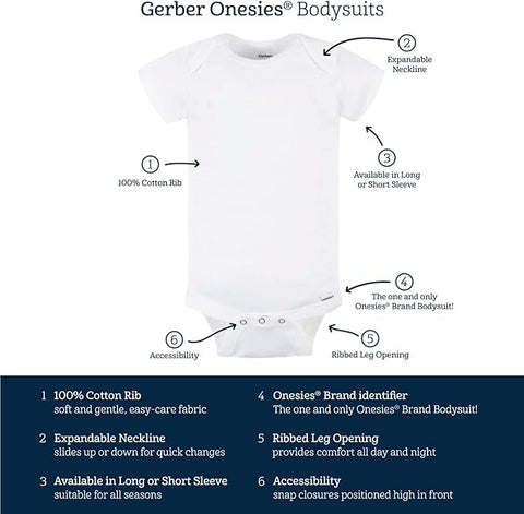 Gerber Baby 8-Pack Short Sleeve Onesie Bodysuits