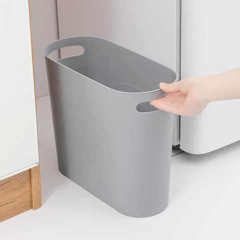 Small Trash Can, Slim Garbage Can Plastic Waste Basket with Handles 3.5 Gallon Container Bin for Narrow Spaces Bathroom, Bedroom, Kitchen, Office at Home, 2 Pack