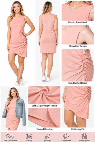 Women's Casual Summer Crew Neck Sleeveless Mini Dress