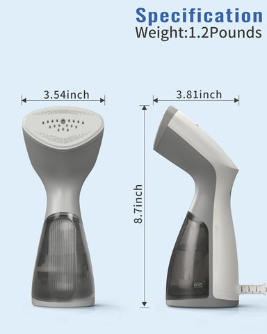 Steamer for Clothes, Travel Handheld Clothing Steamer for Garments, 25-Second Fast Heat-up, Portable and Compact Design, Removes Wrinkles from Fabrics, 120V