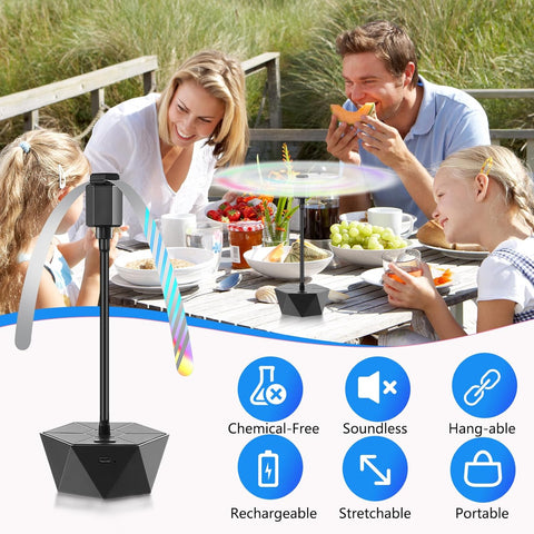 3 Pack Rechargeable Fly Repellent Table Top Repeller with Holographic Blades