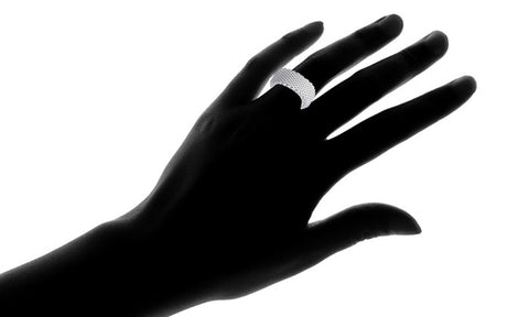 Sterling Silver Plated Woven Mesh Ring