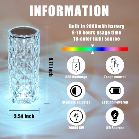 Crystal Touch Control LED Lamp Night Light