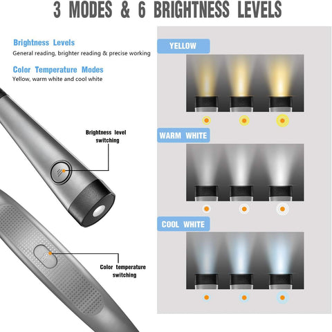 Bookl LIght 3-Color & 6-Brightness Reading Light Bendable Neck Light 80 Hour Lamp