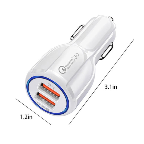 QC 3.0 Dual USB Fast Car Charger (3.1A)