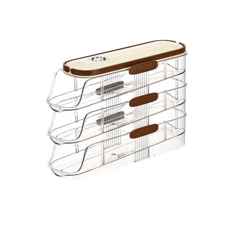 3-Tier Rolling Egg Dispenser for Fridge – Holds Up to 42 Eggs, Space-Saving Automatic Scrolling Organizer