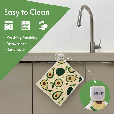 Super Absorbent Swedish Reusable Paper Towels with Clips Dishwasher Safe