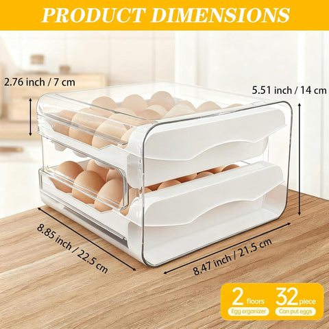 Dual-Layer Egg Storage Tray – 32-Egg Capacity
