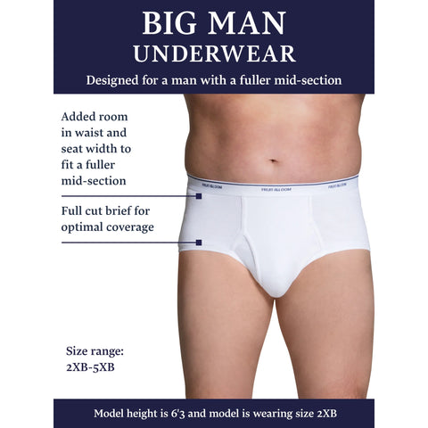 Fruit of the Loom Men's Classic Brief, White, Assorted 6 Pack