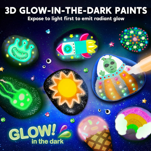 DIY Glow-in-the-Dark Rock Painting Kit – Fun Arts & Crafts Set for Kids with Paints & Accessories