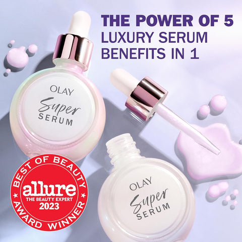 Olay Super Serum 1.0 oz with Niacinamide, Vitamin C, Collagen Peptide, AHA, and Vitamin E