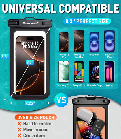 2 Pack Universal Waterproof Phone Pouch Travel Pool Pouch Case