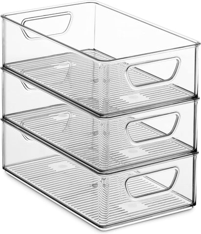 Set of 6 Refrigerator Organizer Clear Plastic Bins