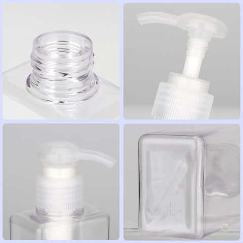 150ml (5.1oz) Pump Bottle Dispenser Jansburg 2 Pack Refillable Flat Square Plastic Lotion Dispenser Leakproof