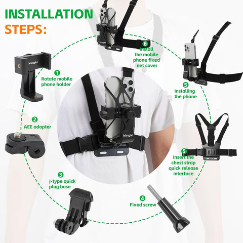 Mobile Phone Chest Mount Harness Strap Holder Cell Phone Clip Action Camera POV for Samsung iPhone