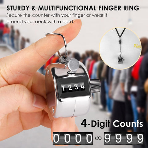 Metal 4-Digit Hand Tally Counter Clicker for Sports, Events, Training