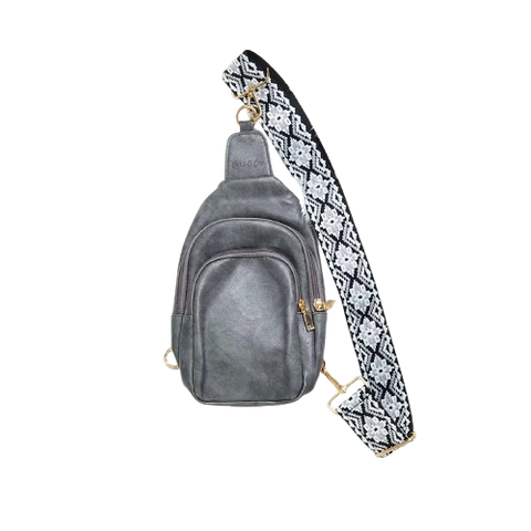 Boho Chic Sling Bag with Embroidered Strap