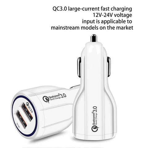 QC 3.0 Dual USB Fast Car Charger (3.1A)