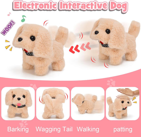 13-Piece Interactive Puppy Playset for Girls – Walking & Barking Plush Dog with Carrier, Accessories & Pretend Pet Care Toys – Gift for Kids