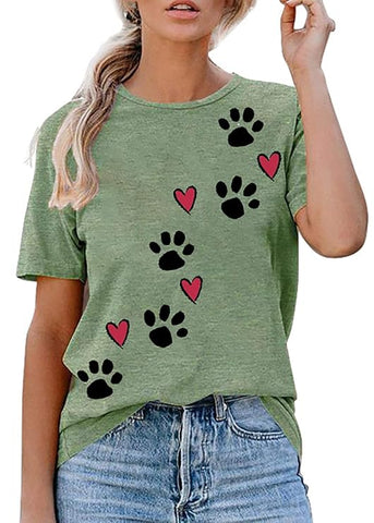 Dog Mom Paw Print Tee Cute Women's Graphic Shirt