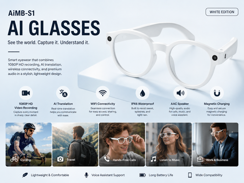S1 Smart Camera Sunglasses – 1080P HD Video Recording, AI Translation, WiFi Connectivity, Waterproof & Bluetooth Audio Glasses