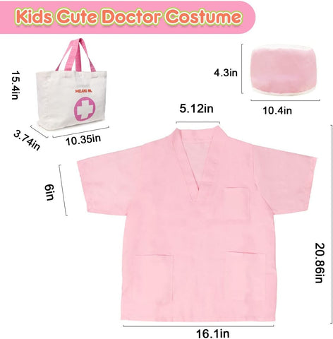 Pretend Play Toy Doctor Set with Dog , Carrying Bag, Stethoscope & Dress Up Costume Gift for Kids