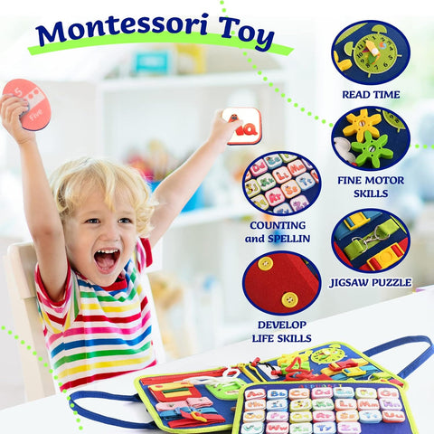 Montessori Busy Board for Toddlers – Learning Toy for Ages 1-4, Fine Motor Skills & Sensory Development Playset       4o mini