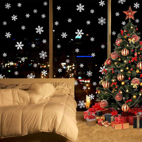 135Pcs Christmas Window Clings Snowflakes Window Decals Static Window Stickers for Christmas