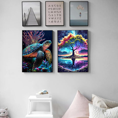 5D Diamond DIY Art Kits for Adult Turtle DIY Paint with Round Full Drill Diamonds Painting Mosaic Gems Art 12" x 16"