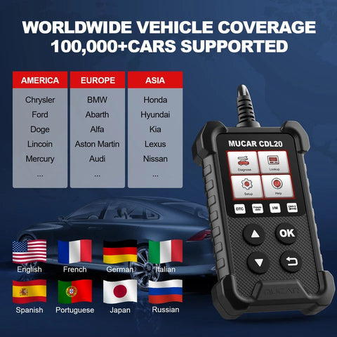 MUCAR Automotive OBD2 Scanner Car OBD Code Reader Engine Fault Diagnostic Tool