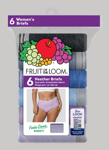 Women's Heather Brief Panty, Assorted 6 Pack