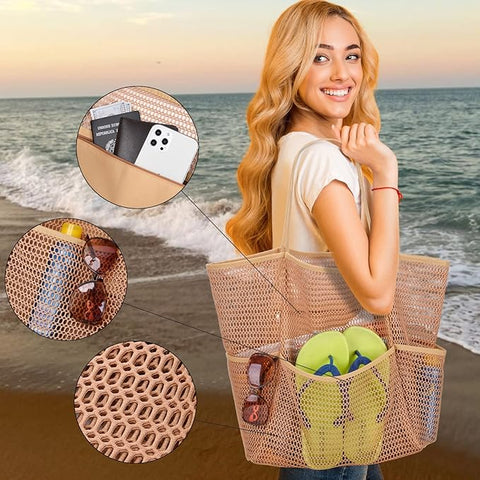 Large Mesh Beach Tote Bag – Travel & Pool Bag for Women | Vacation, Cruise & Family Essentials 2025