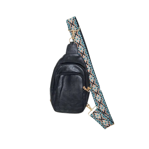 Boho Chic Sling Bag with Embroidered Strap