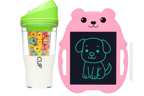 CrunchCup + LCD Drawing Tablet Bundle – Sip, Crunch & Create Anywhere