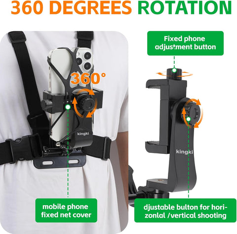 Mobile Phone Chest Mount Harness Strap Holder Cell Phone Clip Action Camera POV for Samsung iPhone