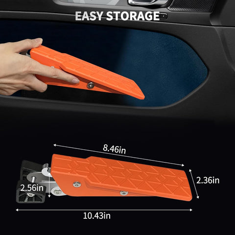 Car Door Step, Universal Vehicle Latch Step for Car Roof Access, 4 Gears Folding Stand Pedal with Both Feet, Fits Most SUV, Truck (Orange)
