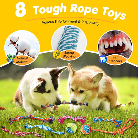 25 Pack Luxury Dog Chew Toys for Puppy Treat Ball and Squeaky Puppy Toys for Teething Small Dogs
