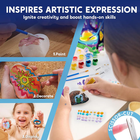 DIY Glow-in-the-Dark Rock Painting Kit – Fun Arts & Crafts Set for Kids with Paints & Accessories