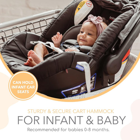 Infant Shopping Cart Hammock – Secure Baby Seat for Grocery Carts, Fits All Car Seat Models, Supports Up to 50 lbs – Black