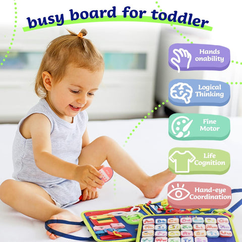Montessori Busy Board for Toddlers – Learning Toy for Ages 1-4, Fine Motor Skills & Sensory Development Playset       4o mini