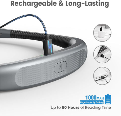 Bookl LIght 3-Color & 6-Brightness Reading Light Bendable Neck Light 80 Hour Lamp