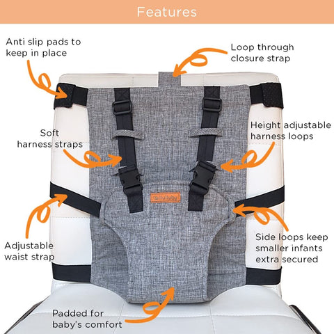 Portable Travel High Chair with Safety Straps – Compact Baby Seat for Dining, Vacations & Outings